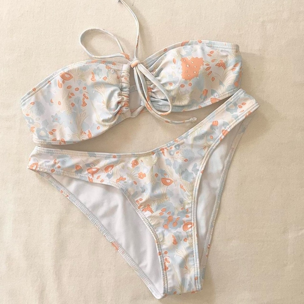 SHEIN Floral Bikini - White and Orange